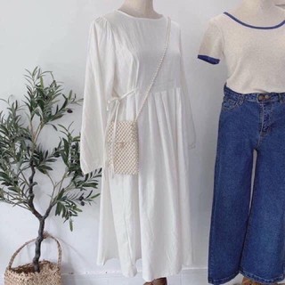 [ORDER] Váy trắng dáng dài rút eo siêu xinh