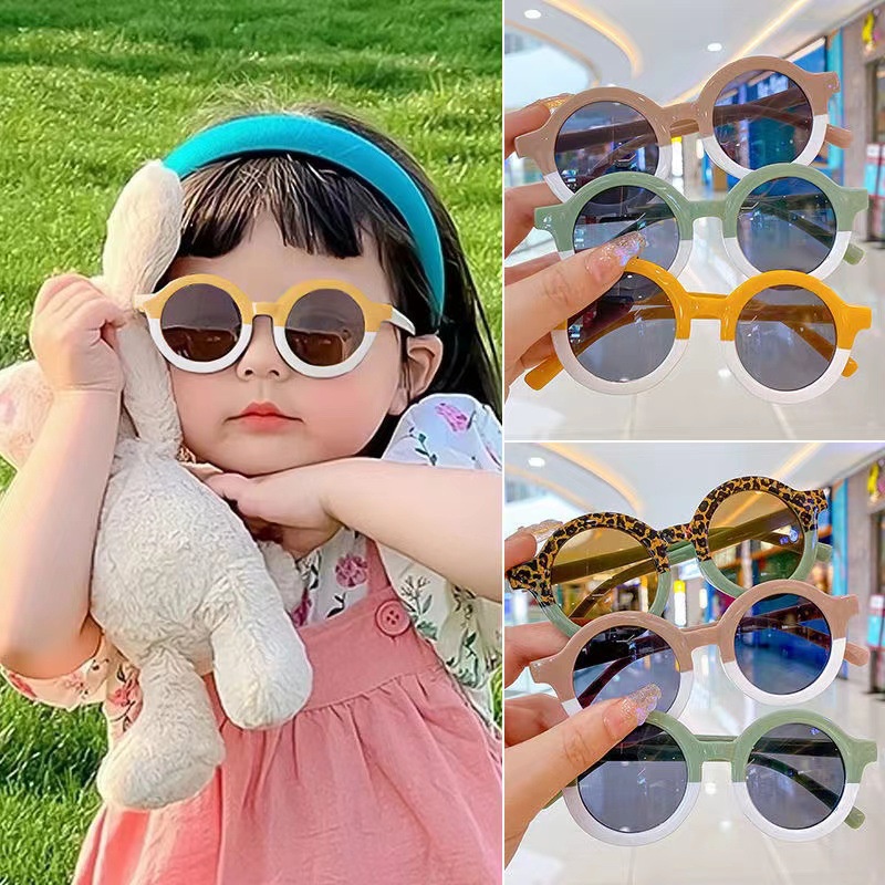 Kính Mát Gọng Tròn Chống Tia Cực Tím Thời Trang Cho Bé