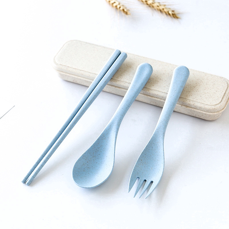 Bộ 3 món đũa muỗng nĩa ăn trơn màu