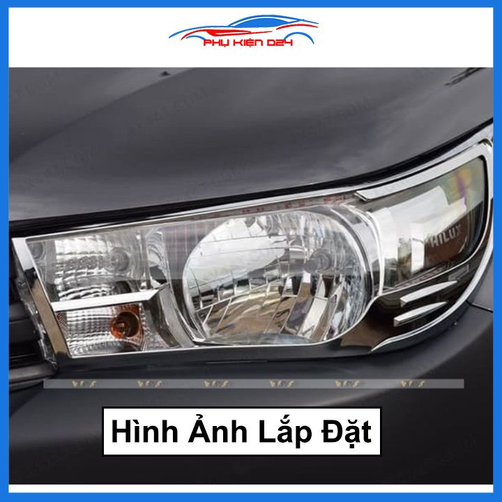 Ốp viền đèn pha hậu mạ crom Hilux Revo 2016-2017-2018-2019-2020 chống trầy trang trí bảo vệ xe
