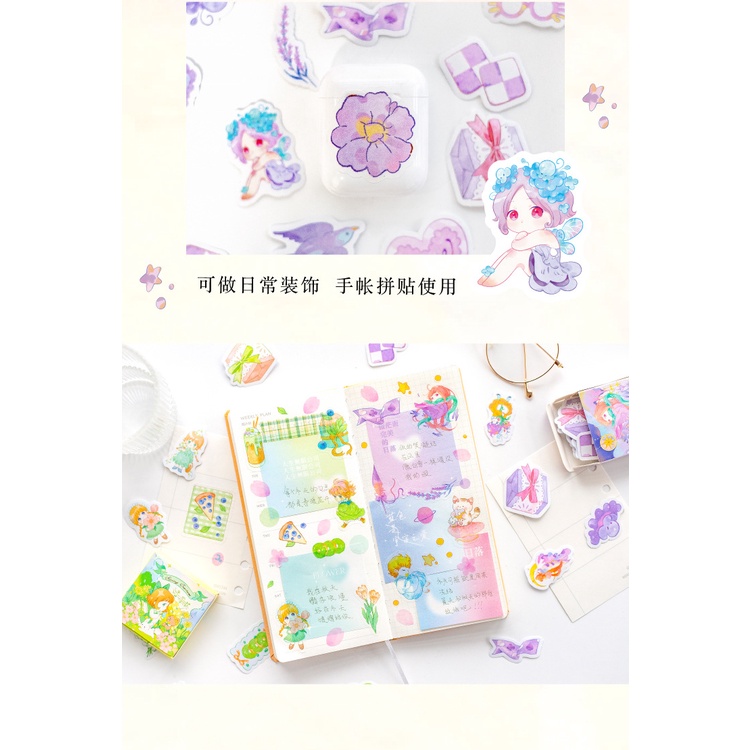 Hộp 50 sticker hình dán nàng tiên hoa đáng yêu