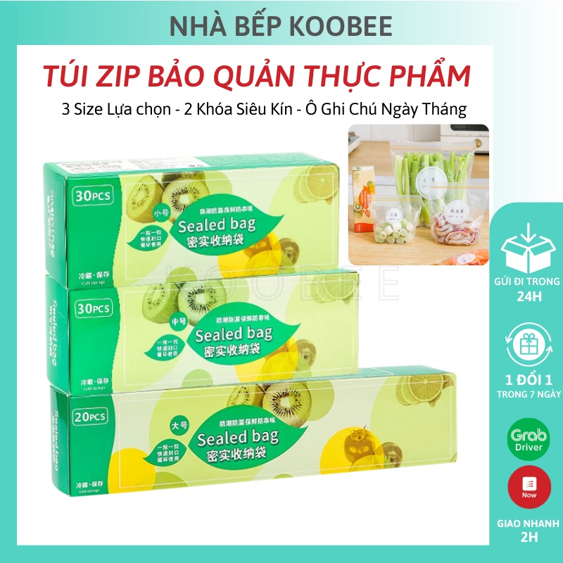 Túi zip đựng thực phâm, trữ đông, bảo quản thực phẩm tái sử dụng nhiều lần, dai bền chống nước KooBee