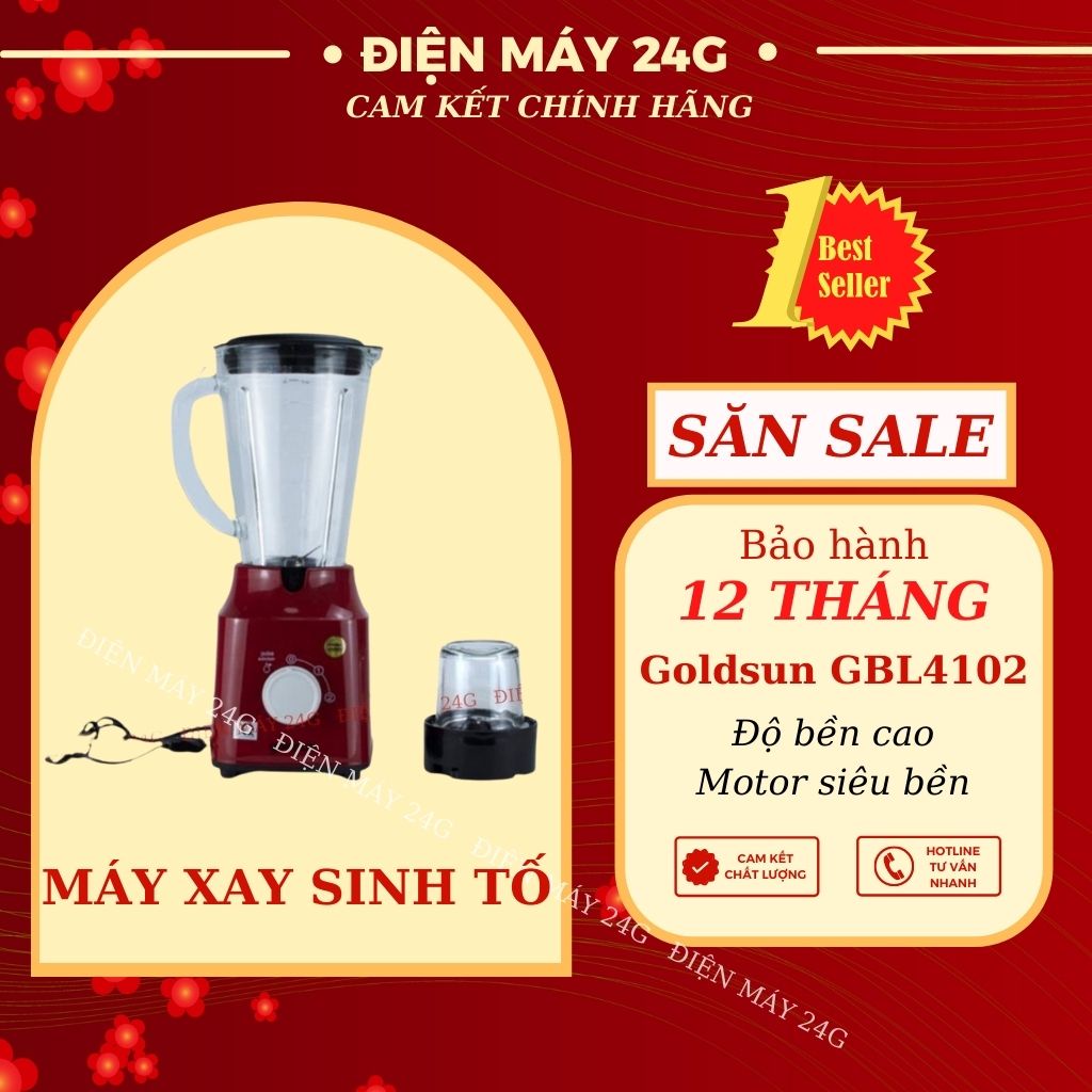 Máy xay sinh tố Goldsun GBL4102 2 cối 1.5 lít và 300ml xay nhuyễn mịn thịt trái cây rau củ quả thức ăn dặm cho bé