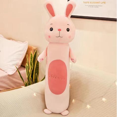 Gối Ôm Thú Nhồi Bông Cho Bé Loại Siêu Mềm Hình Thỏ Con Size 90cm Siêu Dễ Thương