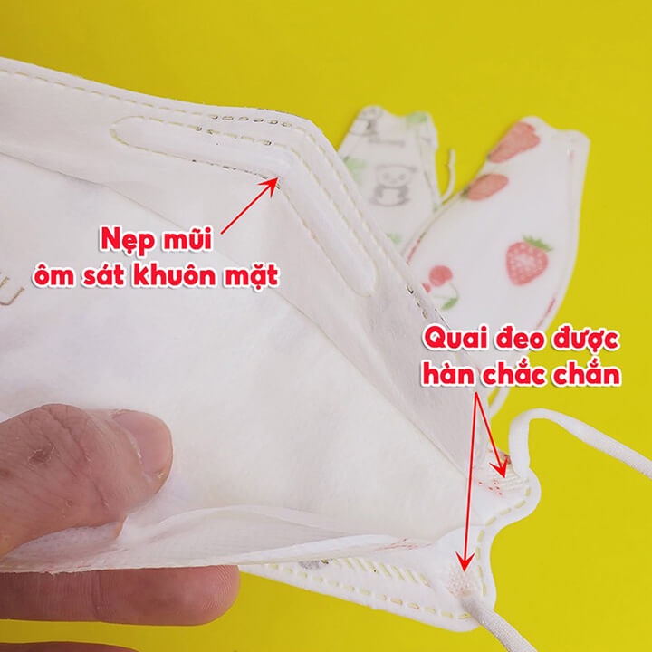 Khẩu trang trẻ em 4 lớp KF94 Uni Mask công nghệ Hàn Quốc, khẩu trang 4D kháng khuẩn, chống bụi mịn bảo vệ hô hấp cho bé