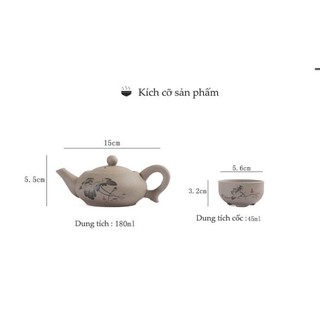 Bộ ấm chén gốm sứ cao cấp 1 ấm 4 chén (sứ nhám cao cấp, hàng loại 1)