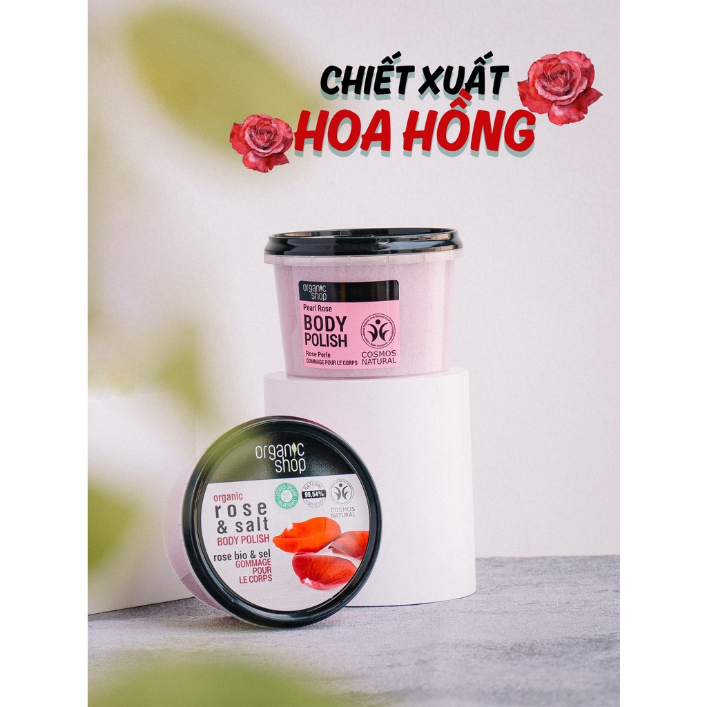 Tẩy Da Chết Organic Rose &amp; Salt 250ml Cocolux