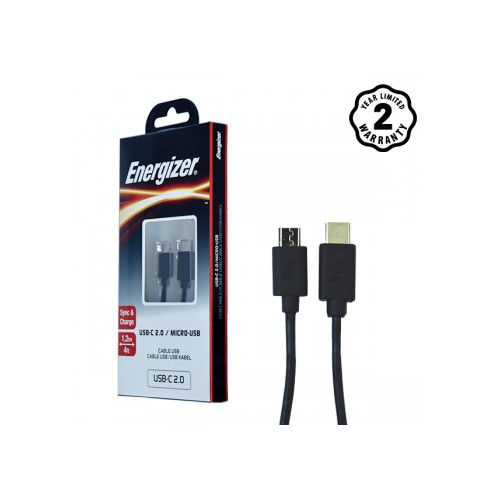 Cáp sạc Type-C 2.0 to Micro USB Energizer 1.2m