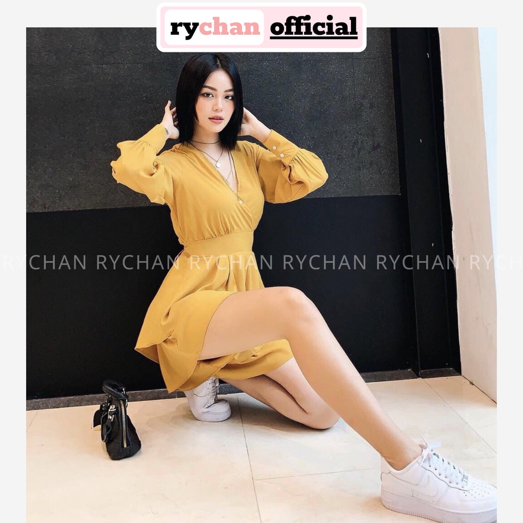 Jumpsuit Tay Dài Đắp Chéo Cột Eo 2 Màu - JU299