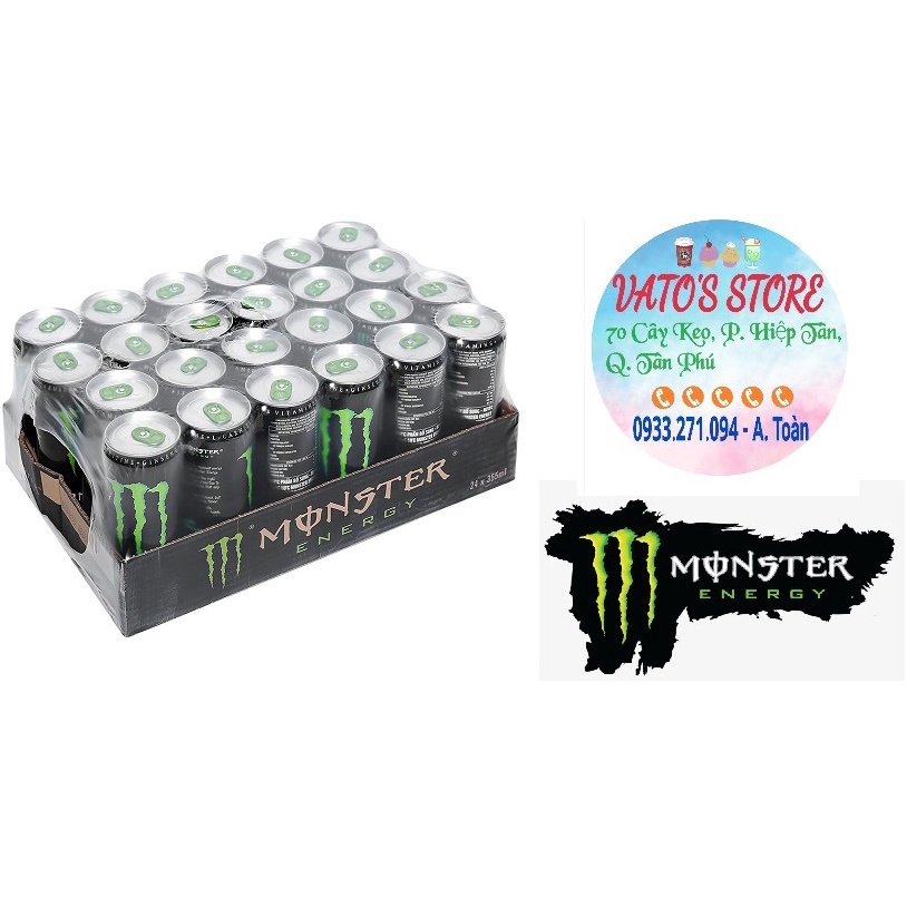 Thùng 24 lon nước tăng lực MONSTER đen energy 355ml / Lốc 6 lon nước tăng lực MONSTER đen 355ml