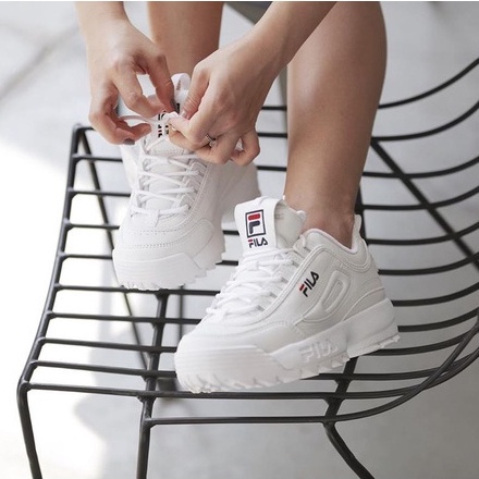 Giày FILA Disruptor 2 Premium Chính Hãng🔴SIMPLE SNEAKER🔴Fila Disruptor II Màu Trắng Đế Cao Phối Đồ Phong Cách