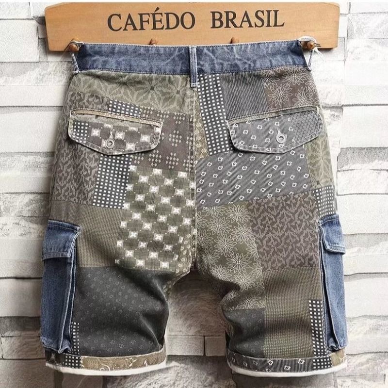 Quần Short Denim In Họa Tiết Thời Trang Cho Nam