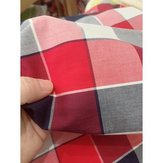 Vải thô kẻ đỏ đen Old navy