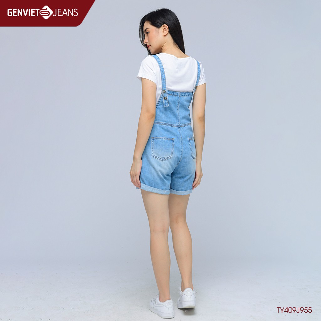 Quần Short Yếm Jeans Nữ TY409J955 GENVIET