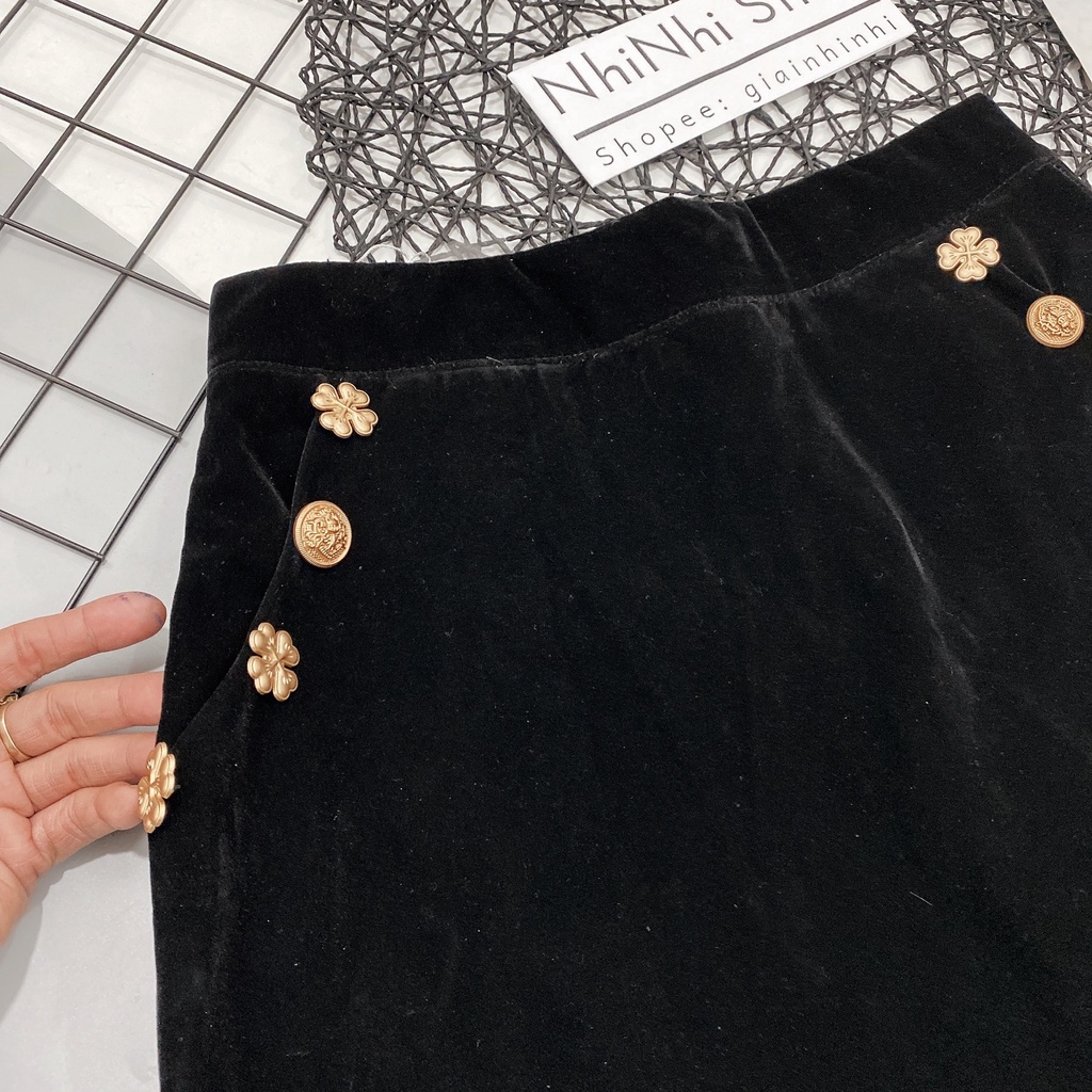 Chân váy nhung dáng A đính khuy đồng có lót quần trong CV1616 - NhiNhi Shop | BigBuy360 - bigbuy360.vn