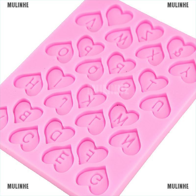 Khuôn Silicone Tạo Hình Chữ Cái / Trái Tim 3D Trang Trí Bánh Kem DIY