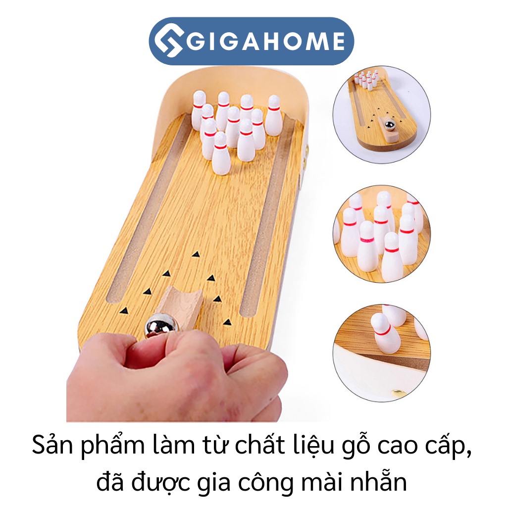 Bộ Đồ Chơi Bàn Bóng Bowling Mini Bằng Gỗ Cho Bé Giải Trí GIGAHOME 6407