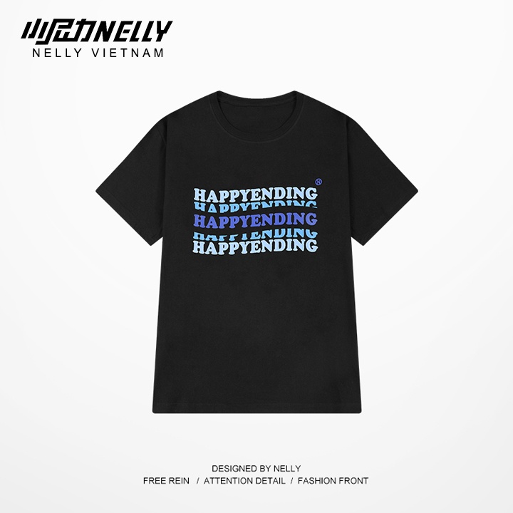 Áo thun nữ form dáng rộng NELLY cotton premium tay lỡ happyending