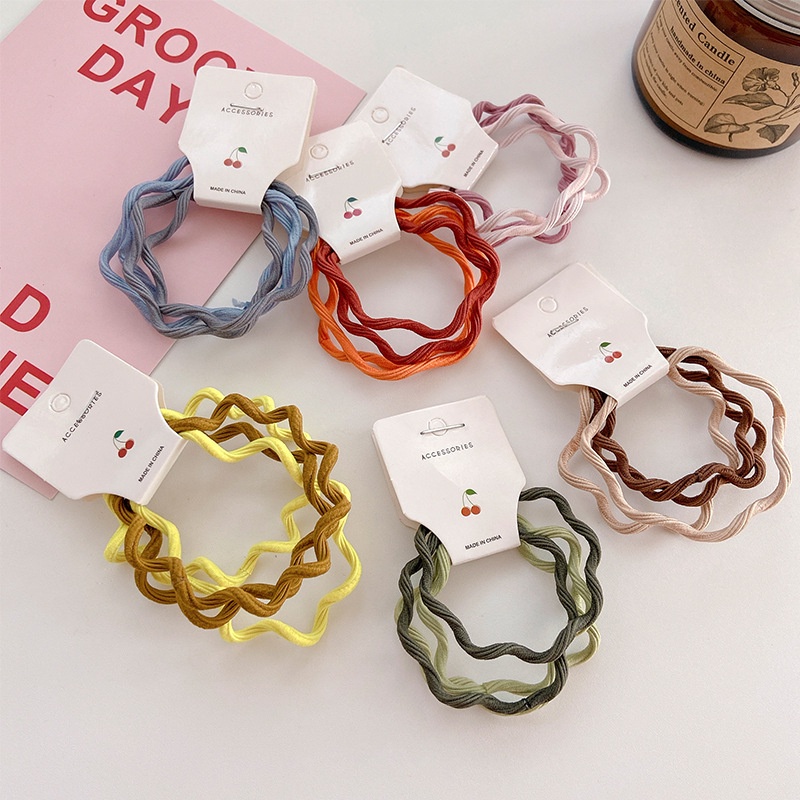 Set 4 dây buộc tóc cao su co giãn màu sắc ngọt ngào thời trang Hàn Quốc cho nữ