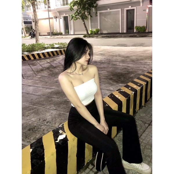 Full set áo ống + quần legging ống loe dáng dài siêu hack dáng
