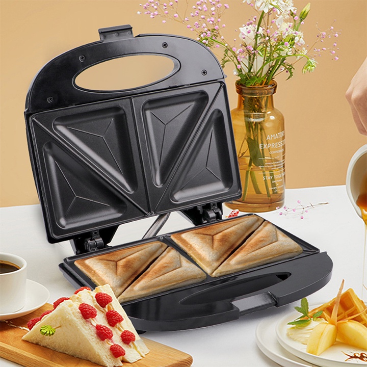 [Mã ELHADEV giảm 4% đơn 300K] Máy làm đồ ăn sáng Haeger, nướng kẹp bánh mì Sandwich 750W