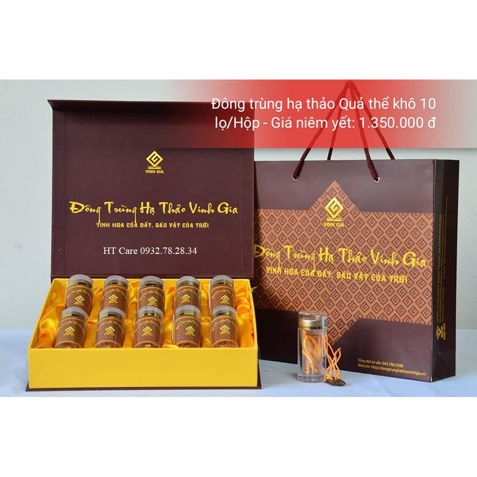 ✅ĐÔNG TRÙNG HẠ THẢO QUẢ THỂ KHÔ VINH GIA - Hộp 10 lọ