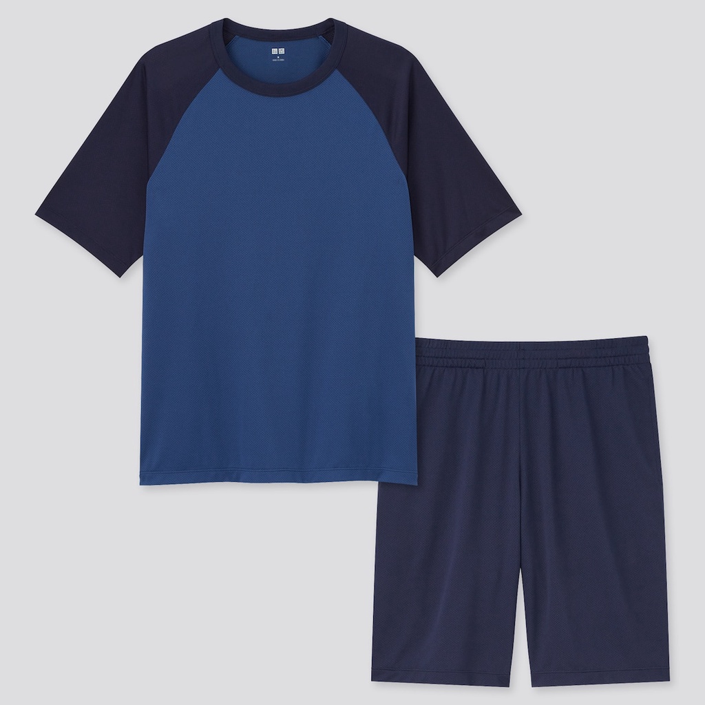 [Auth Uniqlo] Bộ Mặc Nhà Cổ Tròn Lưới AIRism Nam