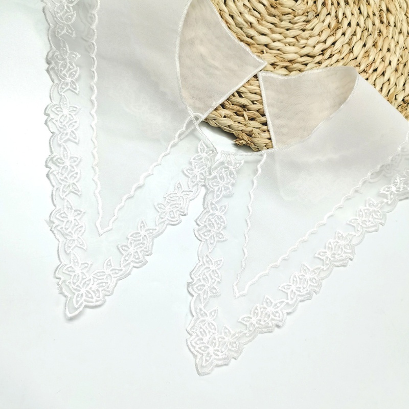 Miếng Vá Cổ Áo Vải Voan Họa Tiết Hoa Thêu DIY