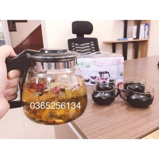 [Hot] Bộ bình trà kèm 4 cốc thuỷ tinh