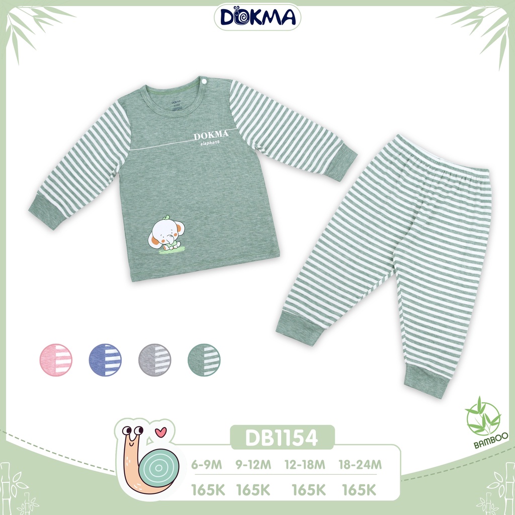 Dokma 2022 - Bộ cài vai dài tay phối kẻ cho bé trai bé gái từ 6 tháng đến 3 tuổi