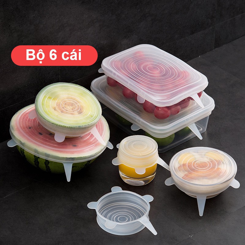 Bộ 6 nắp đậy Silicone chống đổ - tạp hóa bin bo