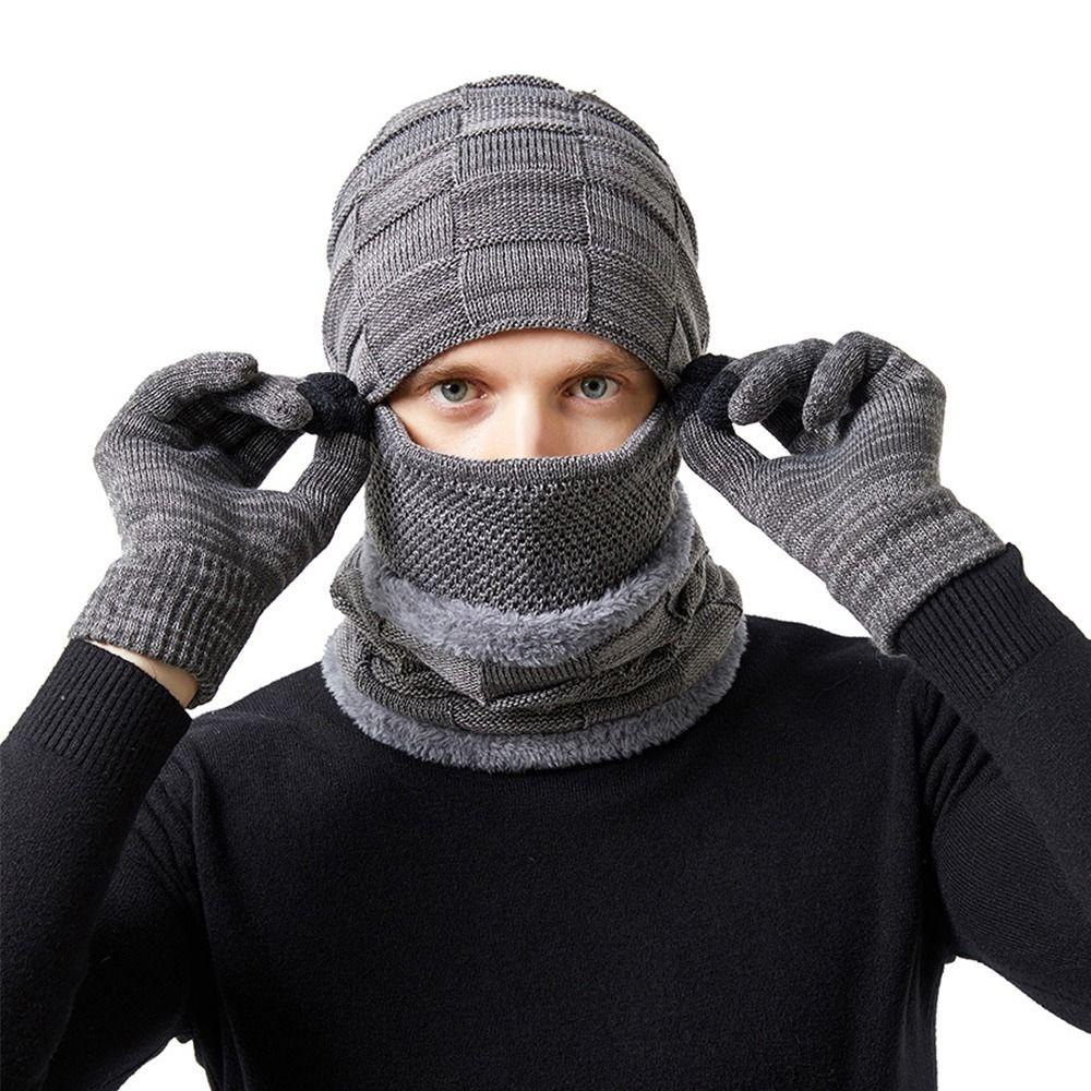EBINLANDS Mũ Len Beanie Kiêm Khăn Choàng Cổ Dày Giữ Ấm Mùa Đông