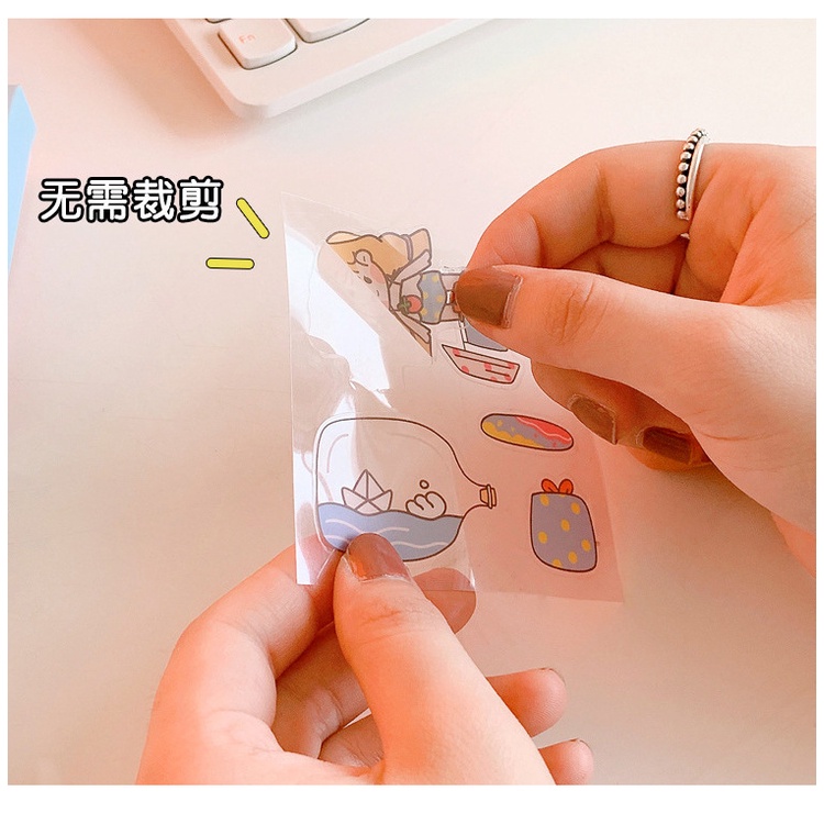 Sticker 25 miếng (khoảng 100 hình) dán sổ, Sticker không chống nước dán điện thoại mẫu gấu cute hoạt hình dễ thương