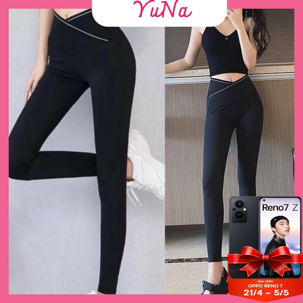 Quần legging nữ Maika cạp cao gen bụng nâng mông chất liệu umi cao cấp hàng loại 1, phụ kiện thời trang YUNA