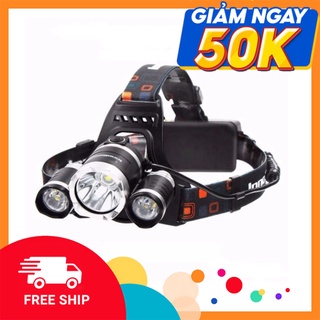 Đèn Pin Đội Đầu 3 Bóng Led T6- Siêu Sáng, Kèm 2 Pin, Kèm Sạc