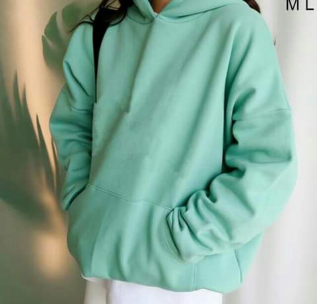 Áo hoodie trơn tay dài nỉ basic unisex màu vàng