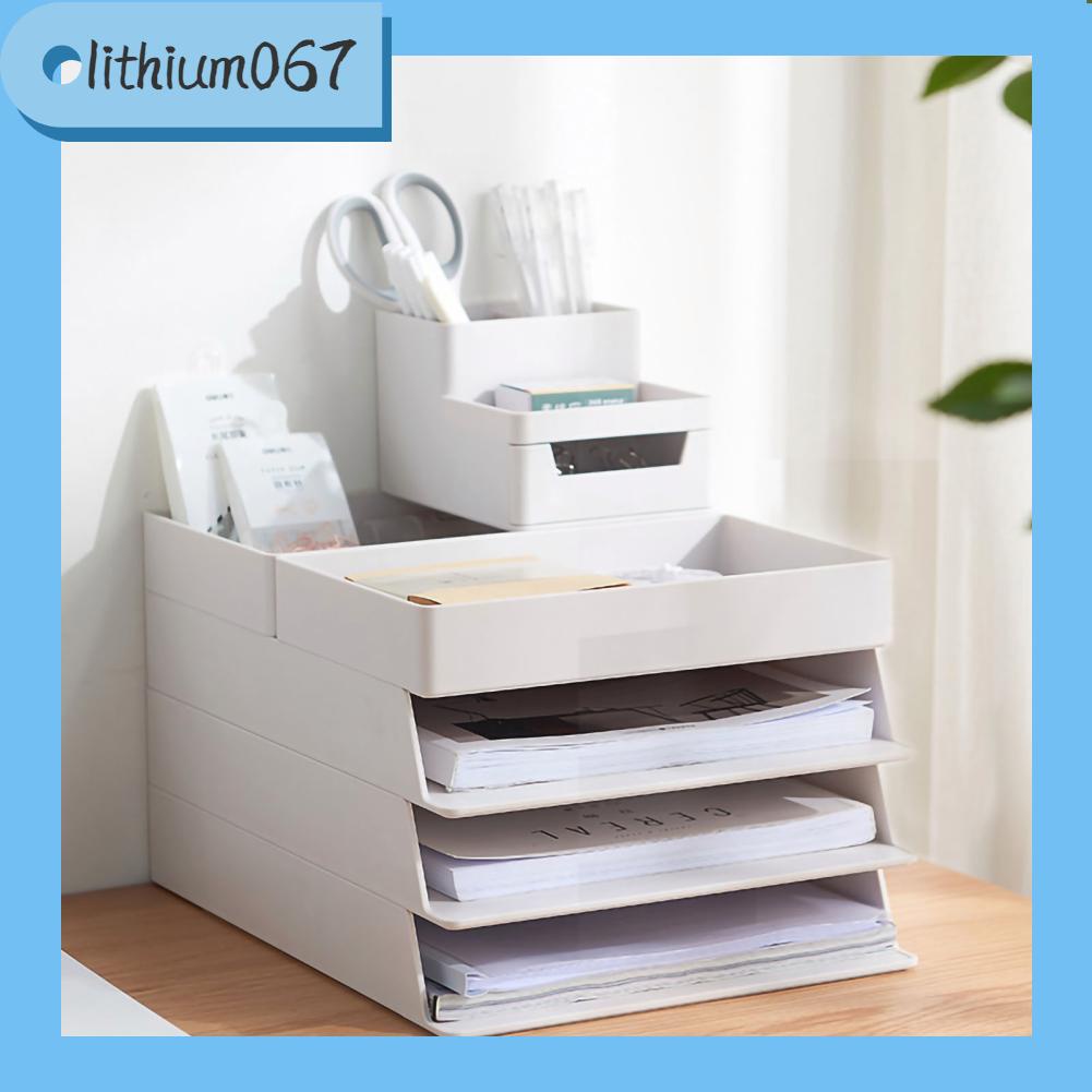 Lithium067 Kệ để bàn Tổ chức Công suất lớn Kích thước A4 Tự làm Lắp ráp Nhựa ABS bền Bền Máy tính