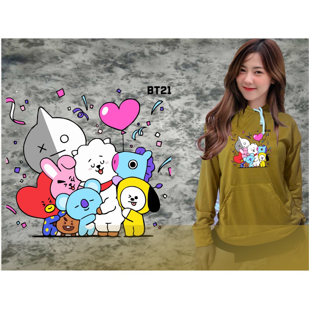 Áo Hoodie Họa Tiết Bt21 001 / Baby Terry Dễ Thương Cho Nữ