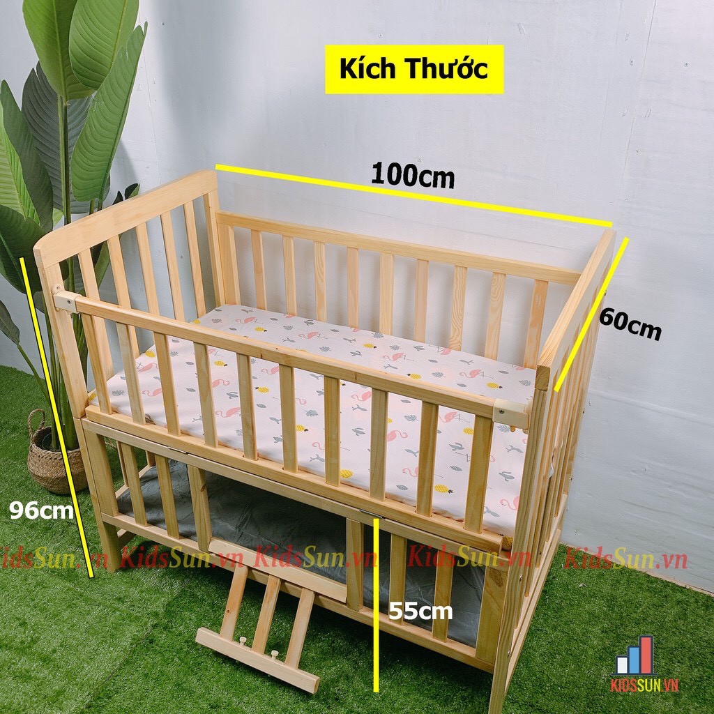 Cũi 2 Tầng Trẻ Em Chất Liệu Gỗ Thông Nhập Khẩu Có Giát Để Đồ Tặng Ga Chống Thấm  GIÁ XƯỞNG | BigBuy360 - bigbuy360.vn