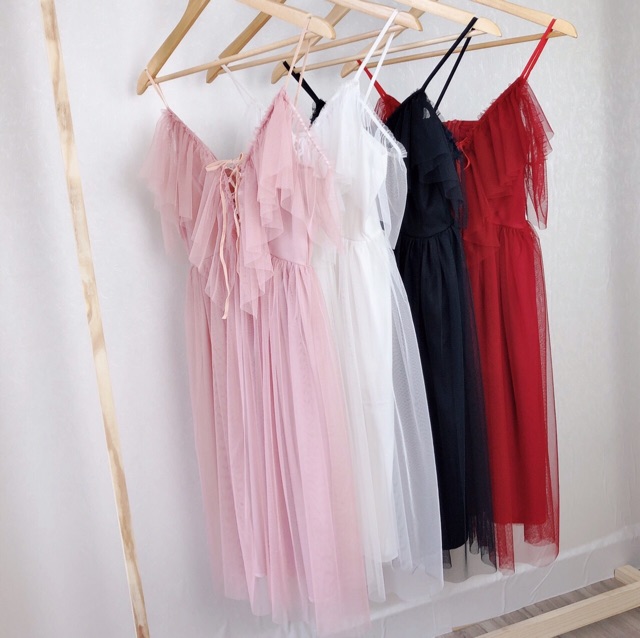 Đầm 2 dây lưới nhúm đan dây ngực | BigBuy360 - bigbuy360.vn