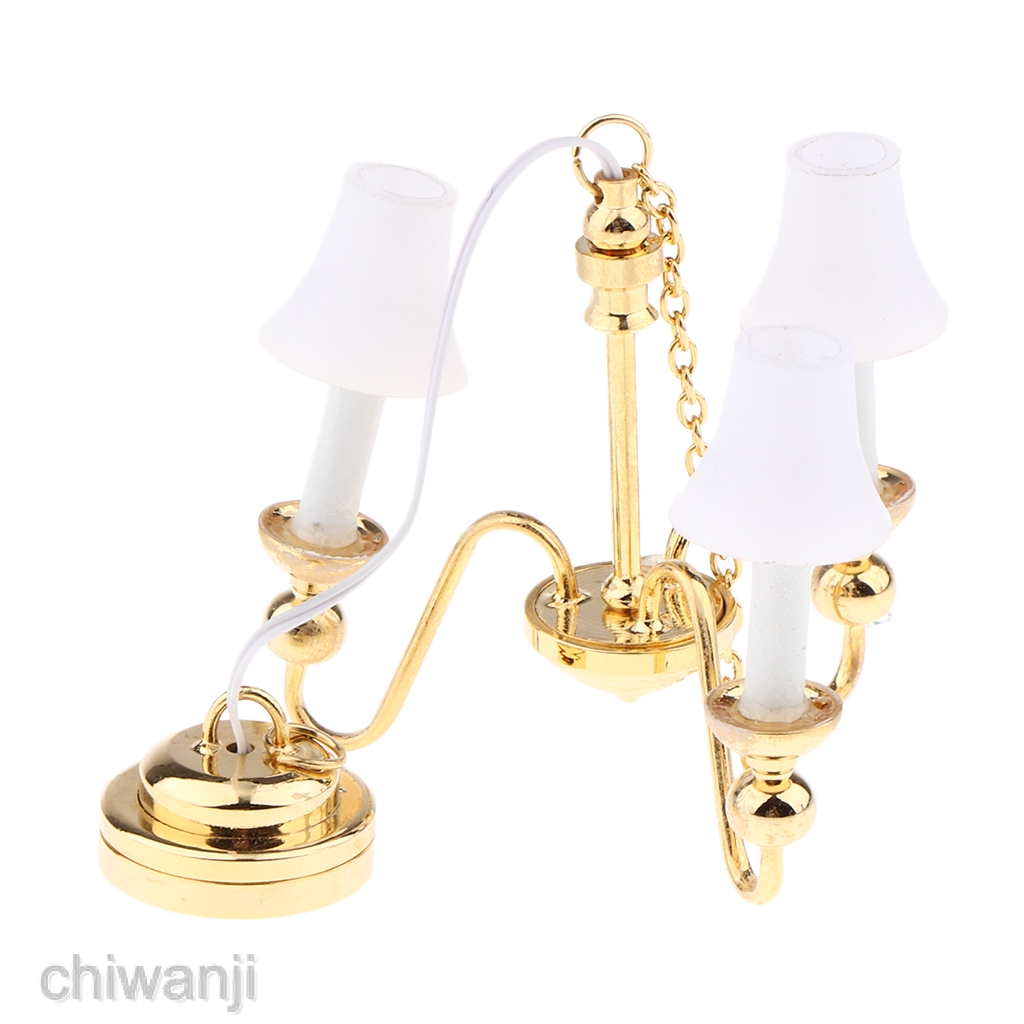 Đèn Trần LED Điện Tử 3 Cánh Tỉ Lệ 1: 12 Trang Trí Nhà Búp Bê