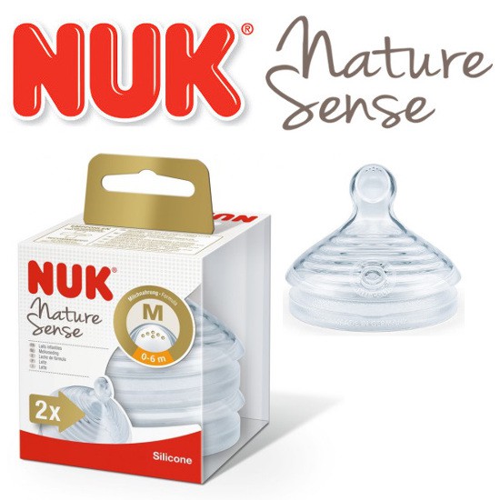 [Chính hãng có tem PP] Bộ 2 núm ti NUK Silicone Nature Sense đủ size