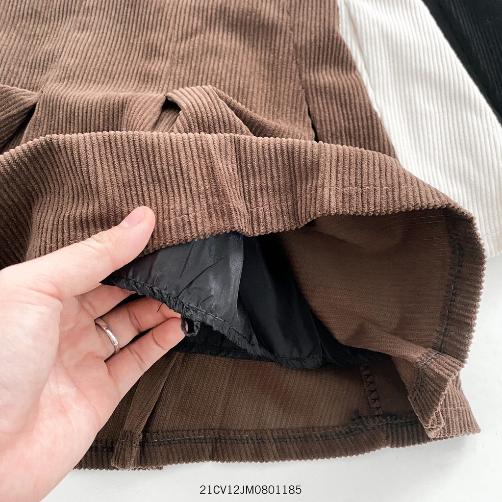 Chân váy ngắn nhung tăm xếp li ulzzang cạp cao thời trang Hàn Quốc thu đông VM STYLE 21CV12JM0801 | BigBuy360 - bigbuy360.vn