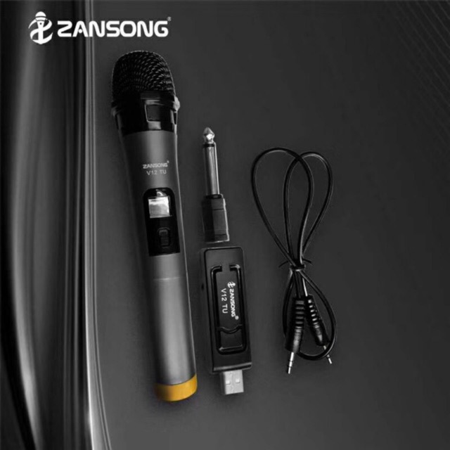 Micro Karaoke không dây cho loa kéo Zansong V12 /V20  màn hình LCD (đen) - Hỗ trợ jack cắm 3.5mm và 6.5 -dc3452