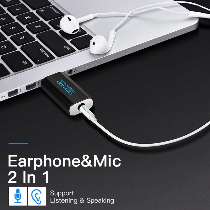 Usb chuyển đổi âm thanh Vention từ AUX Jack 3.5mm sang Mic 5.1