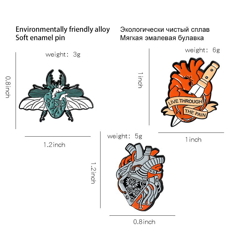 Ghim cài áo hình trái tim độc đáo thời trang