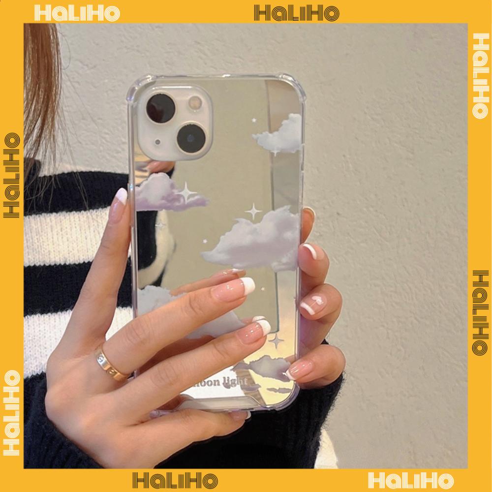 iPhone Case Acrylic Reflective Mirror Airbag Shockproof Protection Camera Clouds Stars Compatible with iPhone 11 iPhone 13 Pro Max iPhone 12 Pro Max iPhone 7 Plus iPhone xr