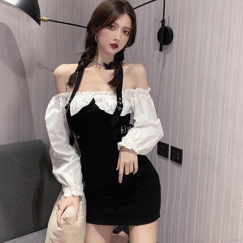 Đầm ôm Tay Dài Ôm Dáng Giả Hai Lớp Phong Cách Retro | BigBuy360 - bigbuy360.vn