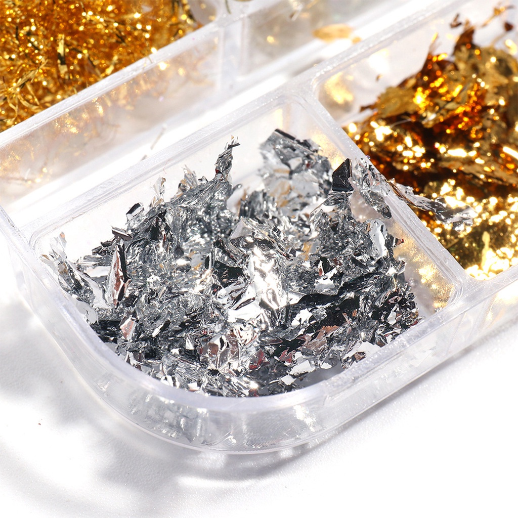 [Hàng mới về] Hộp lá nhôm lấp lánh trang trí móng tay thời trang DIY tiện dụng