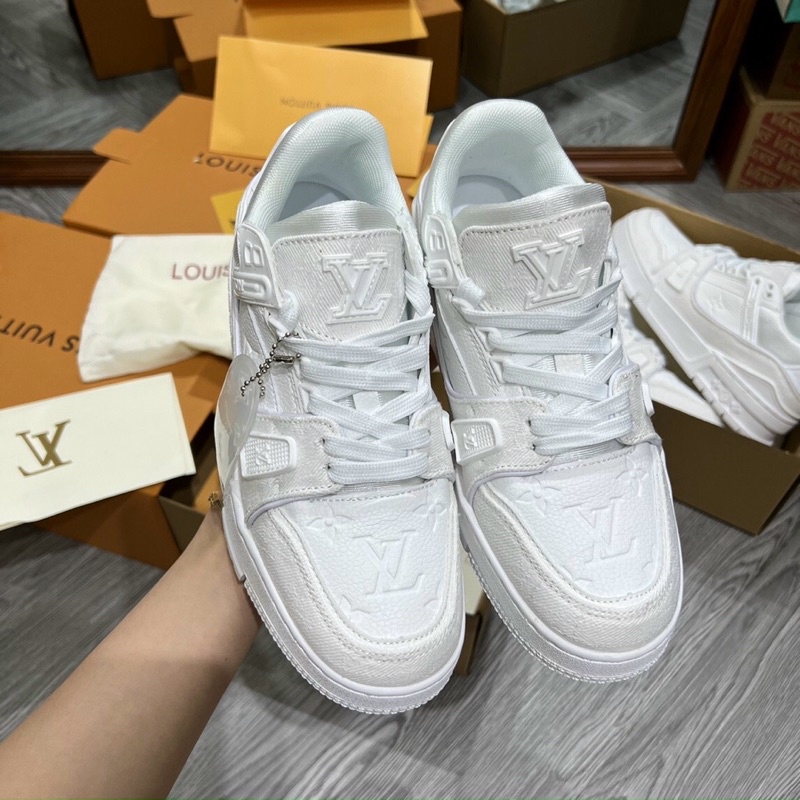 GIÀY LV TRAINER TRẮNG FULL LAI AU DA THẬT